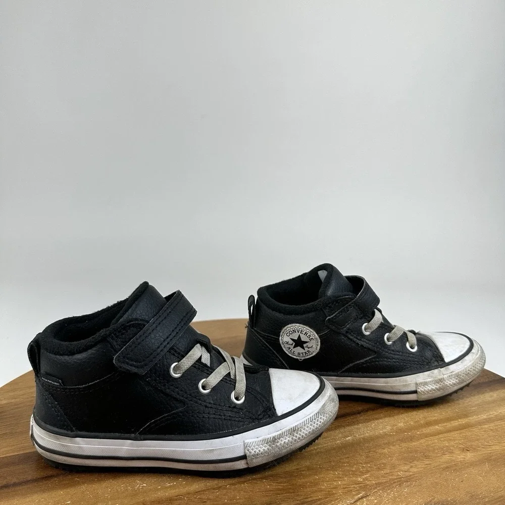 Little Kids Converse Chuck Taylor All Star Mid TD Black Leather Boots Size 10 C